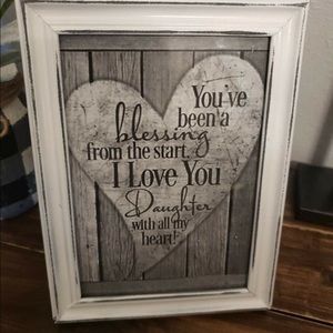Farmhouse daughter blessing heart love picture 5x7 w/frame